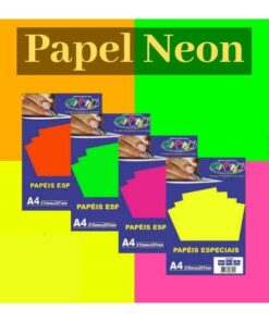 Kit Papel Neon 100g A4 (4 Cores / 5 Fls de Cada Cor)