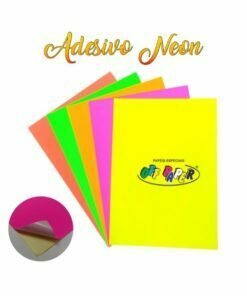 Kit Papel Adesivo Neon 100g A4 (5 Cores / 4 Fls de Cada Cor)