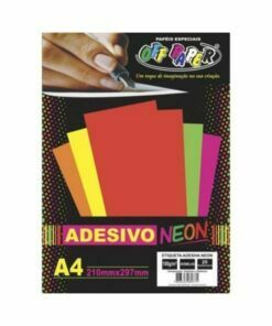 Papel Adesivo Neon Vermelho 100g c/ 20 fls A4