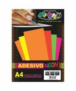 Papel Adesivo Neon Laranja 100g c/ 20 fls A4