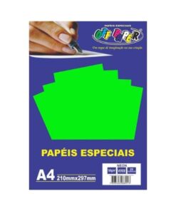 Papel Neon Verde 180g c/ 20 Fls A4