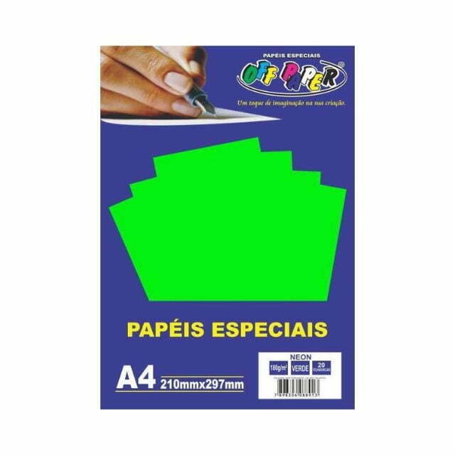 Papel Neon Verde 180g c/ 20 Fls A4