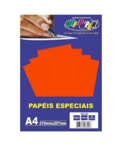 Papel Neon Laranja 180g c/ 20 Fls A4