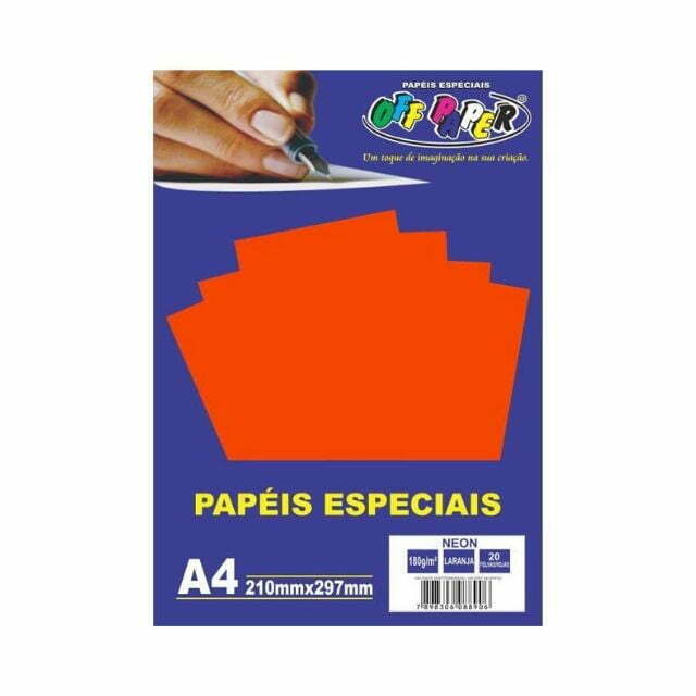 Papel Neon Laranja 180g c/ 20 Fls A4