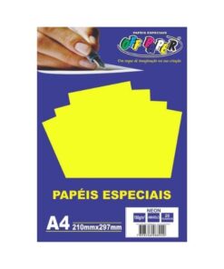 Papel Neon Amarelo 180g c/ 20 Fls A4