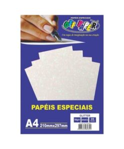 Papel Glitter Branco 180g c/ 5 Fls A4