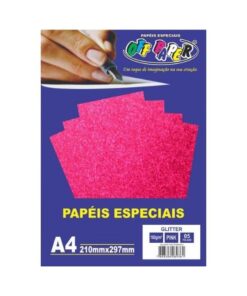 Papel Glitter Pink 180g c/ 5 Fls A4