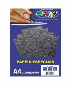 Papel Glitter Preto 180g c/ 5 Fls A4
