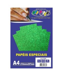 Papel Glitter Verde 180g c/ 5 Fls A4