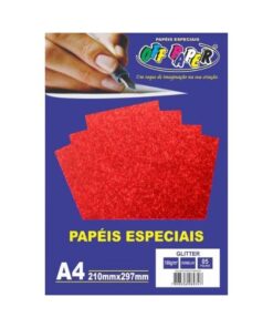 Papel Glitter Vermelho 180g c/ 5 Fls A4