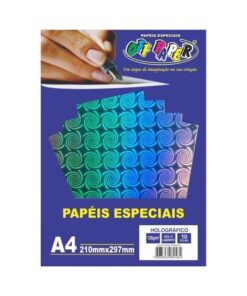 Papel Holográfico Azul c/ Labirinto 120g c/ 10 Fls A4
