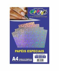 Papel Holográfico Prata c/ Espiral 120g c/ 10 Fls A4