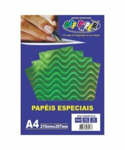 Papel Holográfico Verde c/ Ondas 120g c/ 10 Fls A4