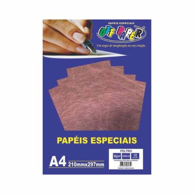 Papel Feltro Vermelho 30g A4 c/ 10 Fls