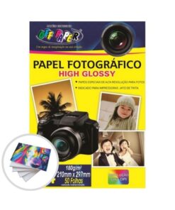 Papel Fotográfico High Glossy 180g A4 c/ 50 Fls