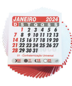 Bloquinho Calendário 2024 Medida 7,5x7,5cm p/ Imã de Geladeira Grafiara c/ 100 Unid