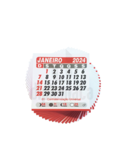 Bloquinho Mini Calendário 2024 Medida 5x5cm p/ Imã de Geladeira Grafiara c/ 100 Unid